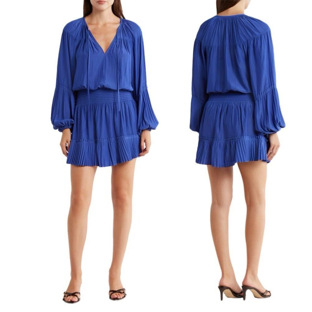 NWT Ramy Brook Joey long sleeve dress in cabana blue Size S